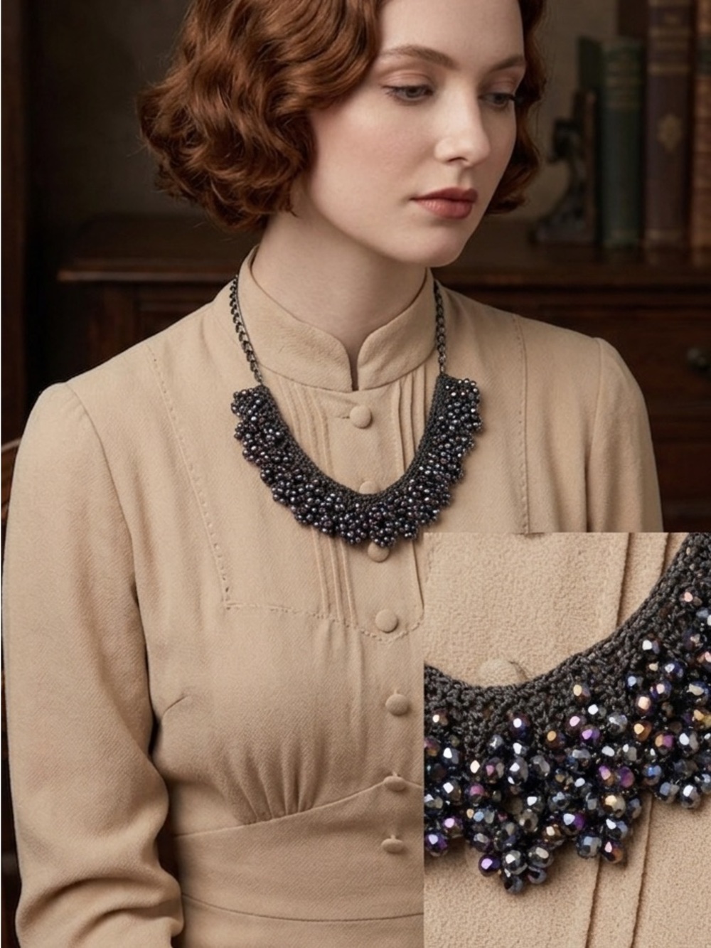 Hand-made Crocheted Beaded Necklace